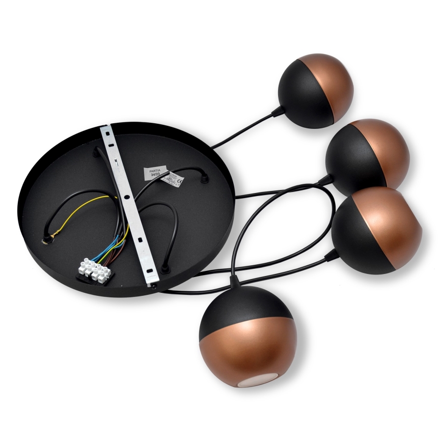 LED Chandelier on a string MIDWAY 4xGU10/4,8W/230V black/copper