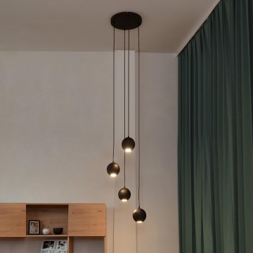 LED Chandelier on a string MIDWAY 4xGU10/4,8W/230V black