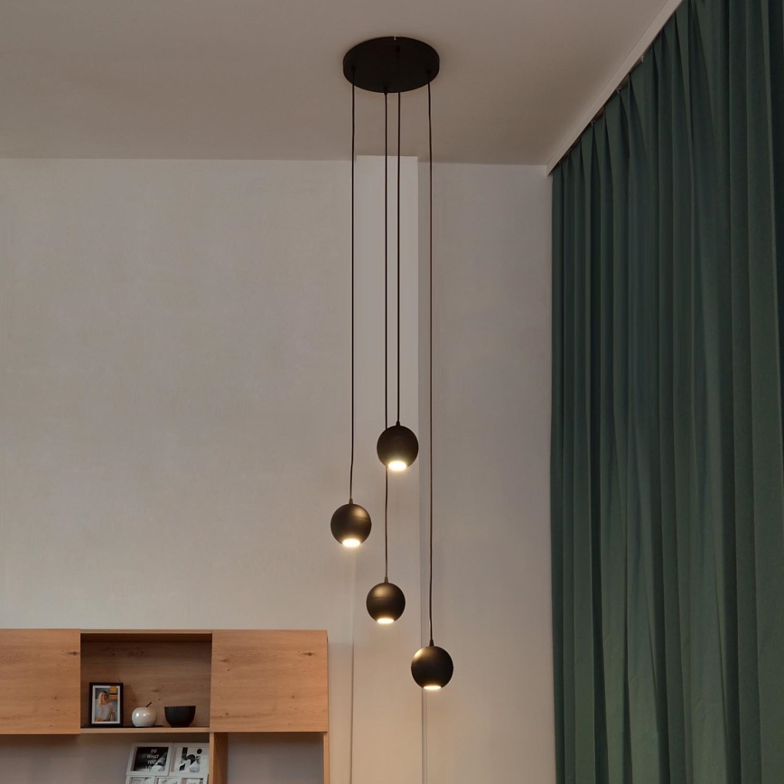 LED Chandelier on a string MIDWAY 4xGU10/4,8W/230V black