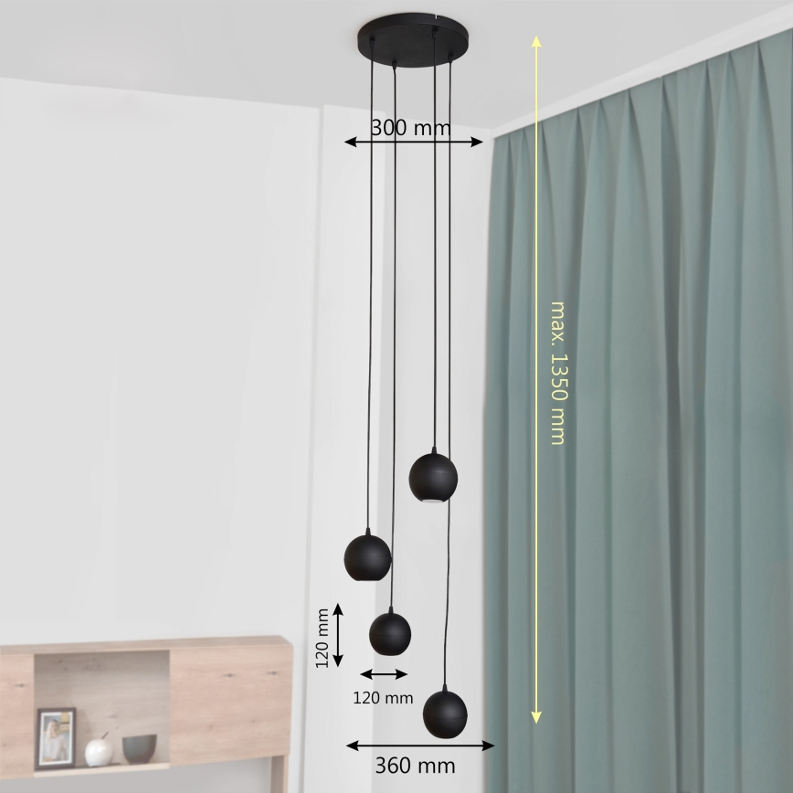 LED Chandelier on a string MIDWAY 4xGU10/4,8W/230V black