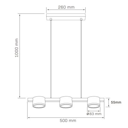 LED Chandelier on a string MIRELLA 3xGX53/6W/230V black