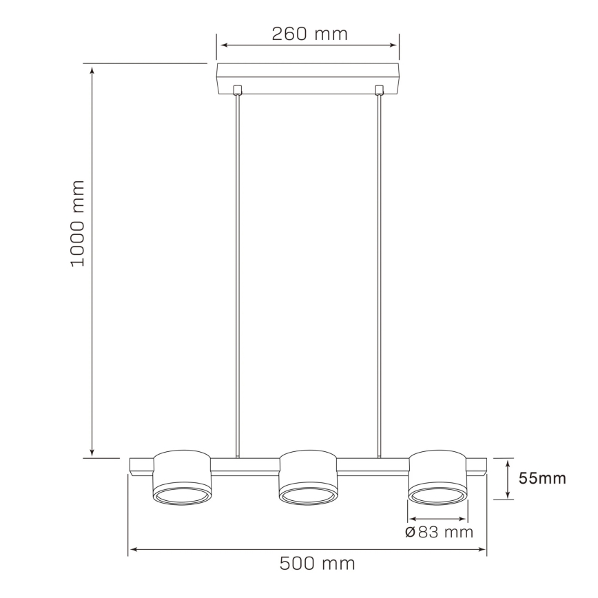 LED Chandelier on a string MIRELLA 3xGX53/6W/230V black