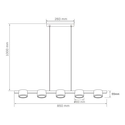 LED Chandelier on a string MIRELLA 5xGX53/6W/230V black