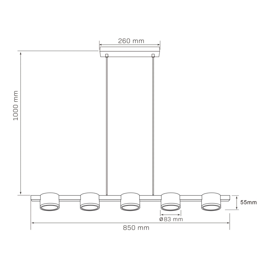 LED Chandelier on a string MIRELLA 5xGX53/6W/230V black