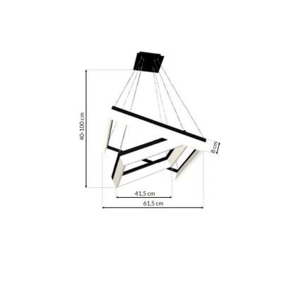 LED Chandelier on a string NERO 2xLED/80W/230V