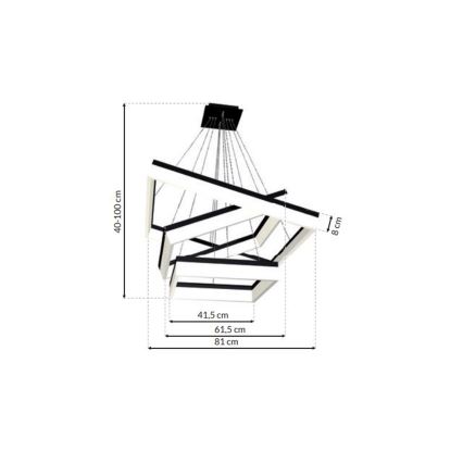 LED Chandelier on a string NERO 3xLED/140W/230V