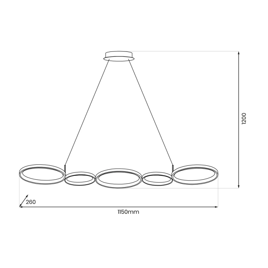 LED Chandelier on a string OLYMPIA 5xLED/10W/230V grey