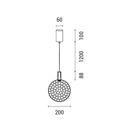 LED Chandelier on a string PERFORATO LED/6,3W/230V 3000K shiny chrome d. 20 cm