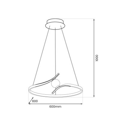 LED Chandelier on a string PERLA LED/34W/230V black