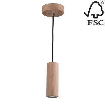 LED Chandelier on a string PIPE 1xGU10/5W/230V matte oak - FSC certified