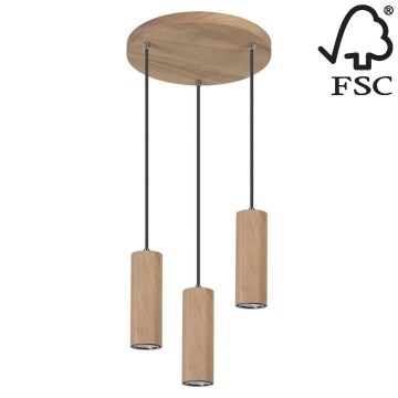 LED Chandelier on a string PIPE 3xGU10/5W/230V matte oak - FSC certified