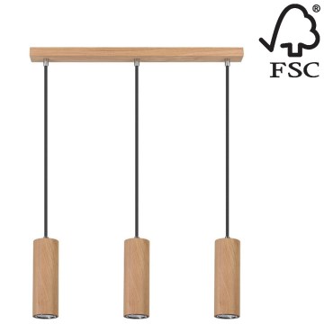 LED Chandelier on a string PIPE 3xGU10/5W/230V matte oak - FSC certified