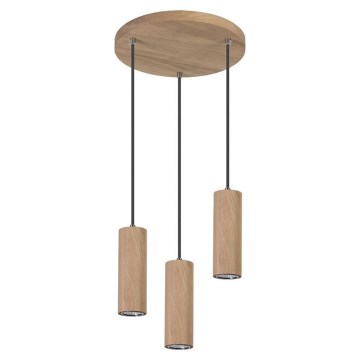 LED Chandelier on a string PIPE 3xGU10/5W/230V matte oak