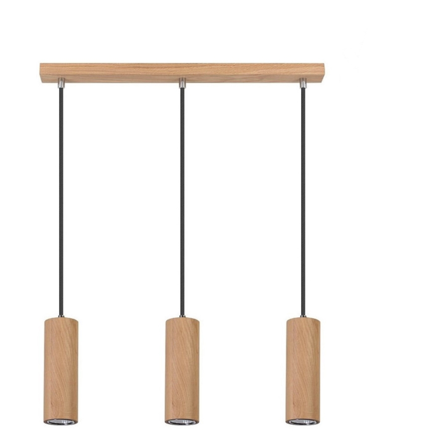 LED Chandelier on a string PIPE 3xGU10/5W/230V matte oak