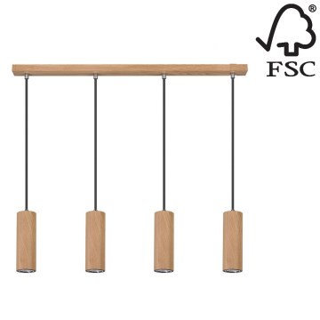 LED Chandelier on a string PIPE 4xGU10/5W/230V matte oak - FSC certified