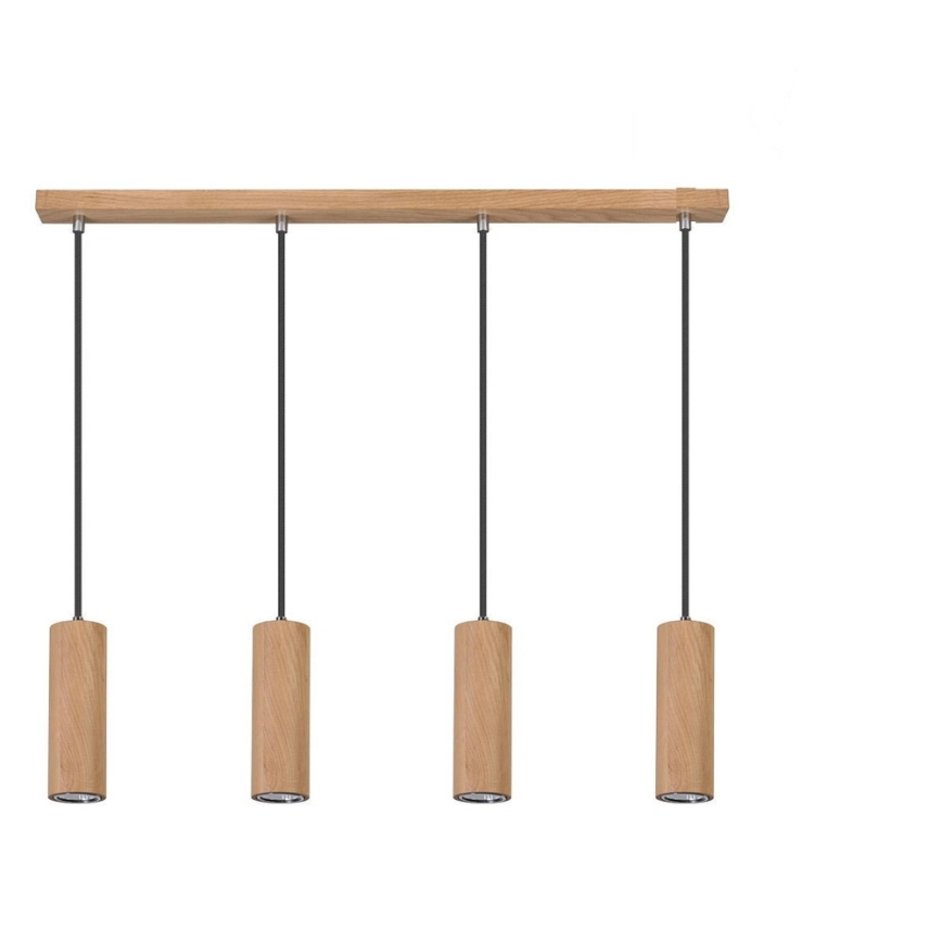 LED Chandelier on a string PIPE 4xGU10/5W/230V matte oak