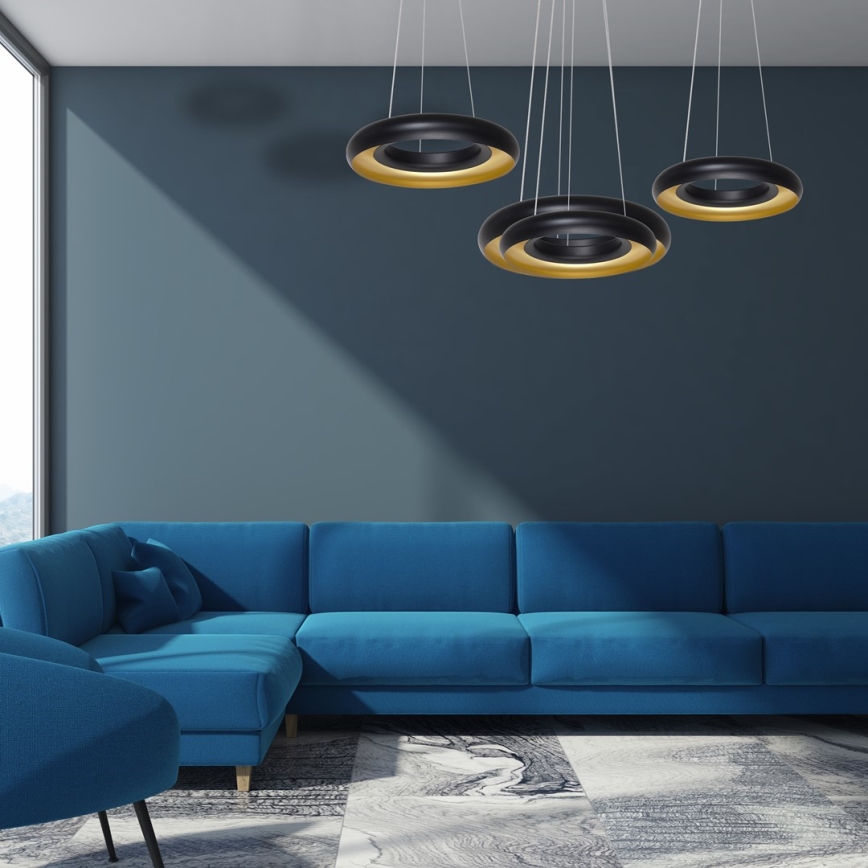 LED chandelier on a string RONDO 3xLED/12W/230V black
