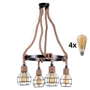 LED Chandelier on a string ROPE ALEGRA 4xE27/10W/230V
