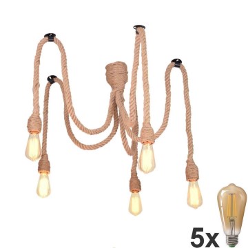 LED Chandelier on a string ROPE CASA 5xE27/10W/230V spider