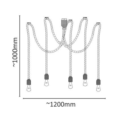 LED Chandelier on a string ROPE CASA 5xE27/10W/230V spider
