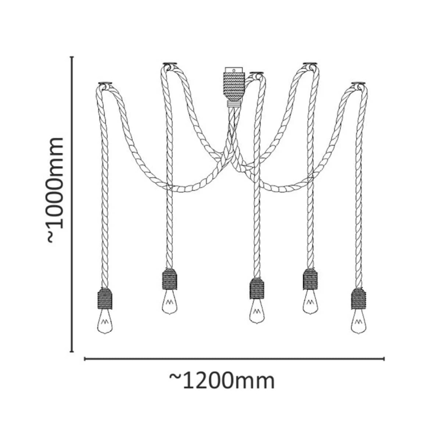 LED Chandelier on a string ROPE CASA 5xE27/10W/230V spider