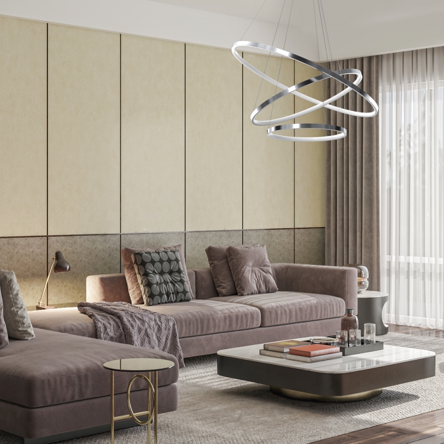 LED Chandelier on a string ROTONDA LED/93W/230V shiny chrome