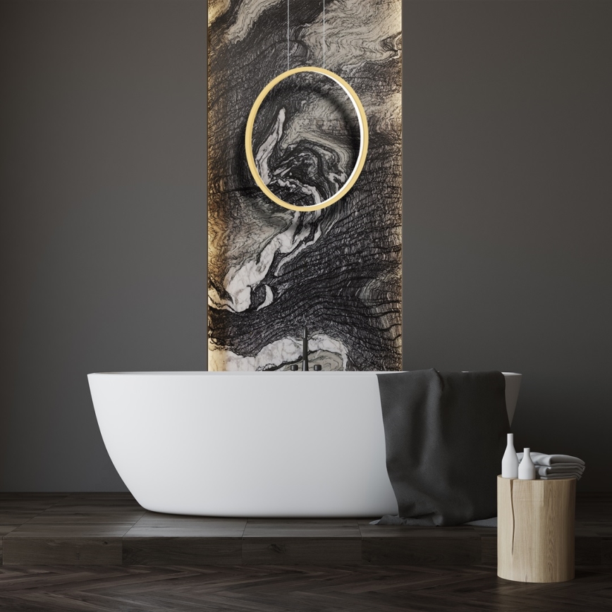 LED Chandelier on a string SATURNO LED/28W/230V d. 50 cm IP44 gold