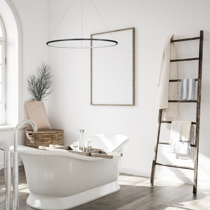 LED Chandelier on a string SATURNO LED/57W/230V d. 100 cm IP44 anthracite