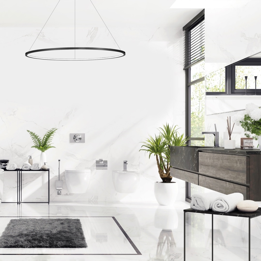 LED Chandelier on a string SATURNO LED/65W/230V d. 120 cm IP44 anthracite