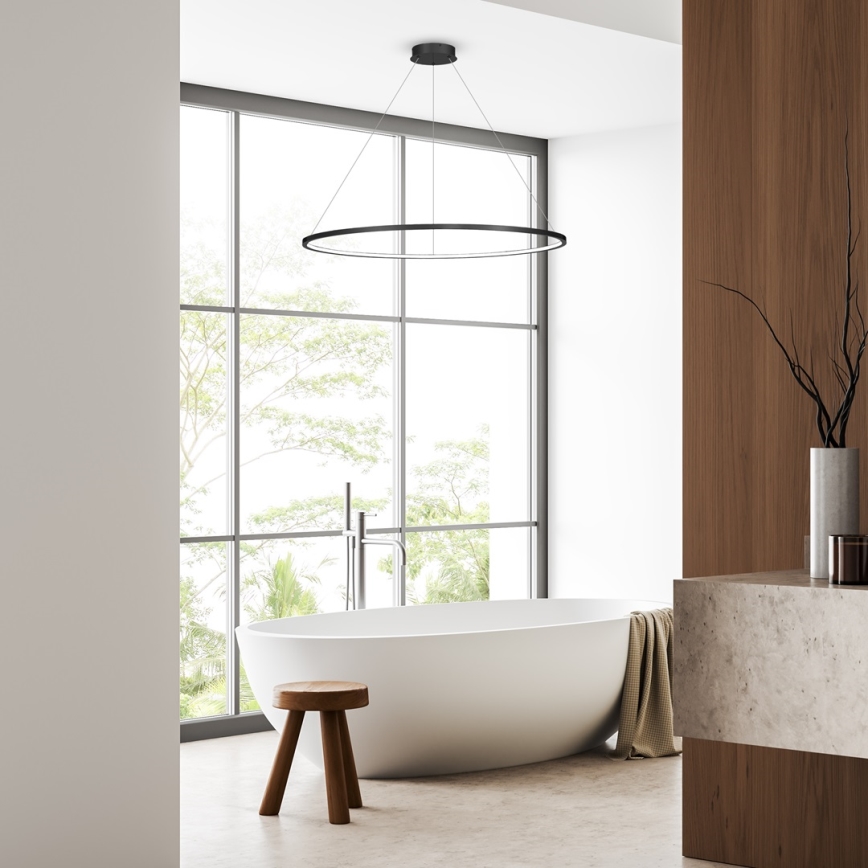 LED Chandelier on a string SATURNO LED/65W/230V d. 120 cm IP44 anthracite
