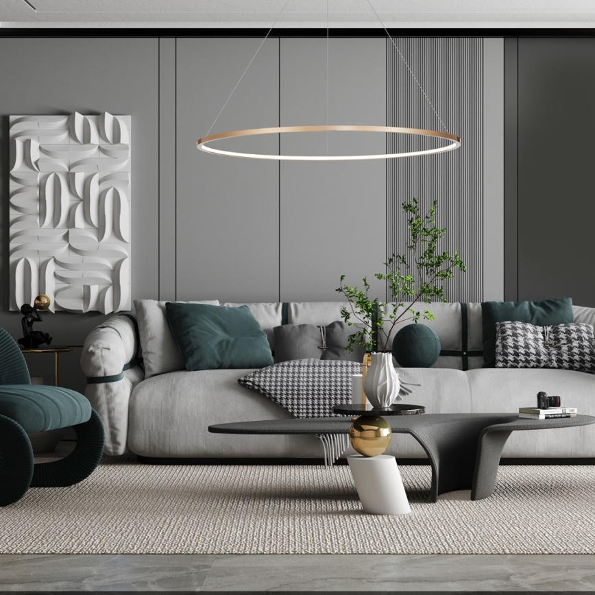 LED Chandelier on a string SATURNO LED/65W/230V d. 120 cm IP44 gold
