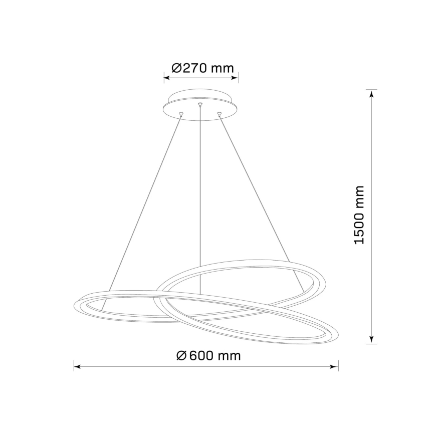 LED Chandelier on a string TANGO LED/44W/230V 4000K d. 60 cm black