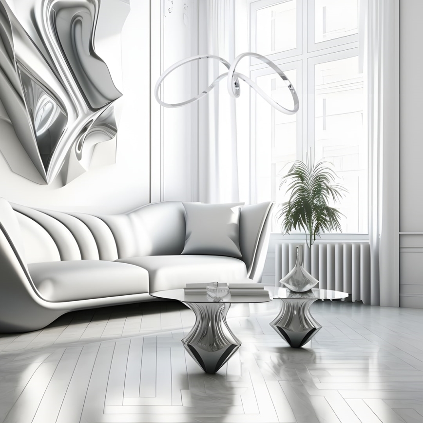 LED Chandelier on a string TESORO LED/48W/230V shiny chrome