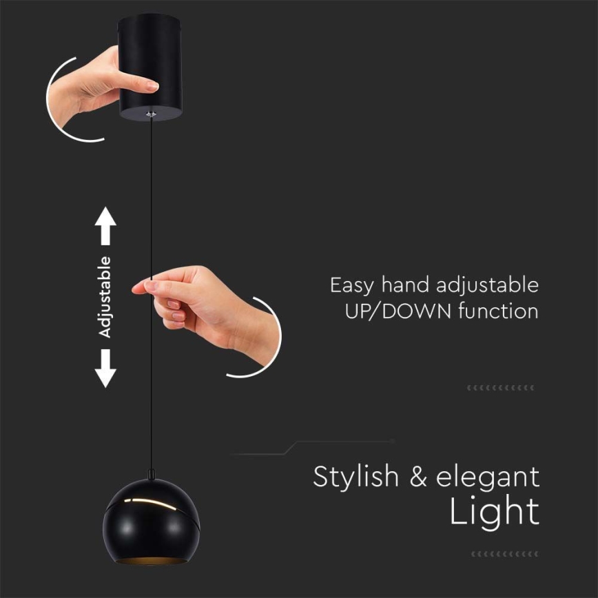 LED Chandelier on a string touch LED/8,5W/230V 3000K black