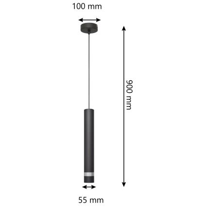 LED Chandelier on a string TUBA 1xGU10/4,8W/230V black/shiny chrome