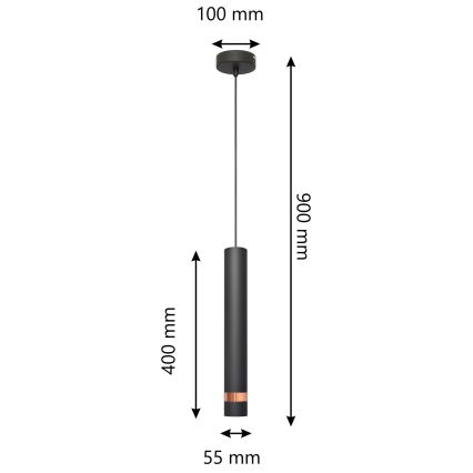 LED Chandelier on a string TUBA 1xGU10/4,8W/230V black/copper