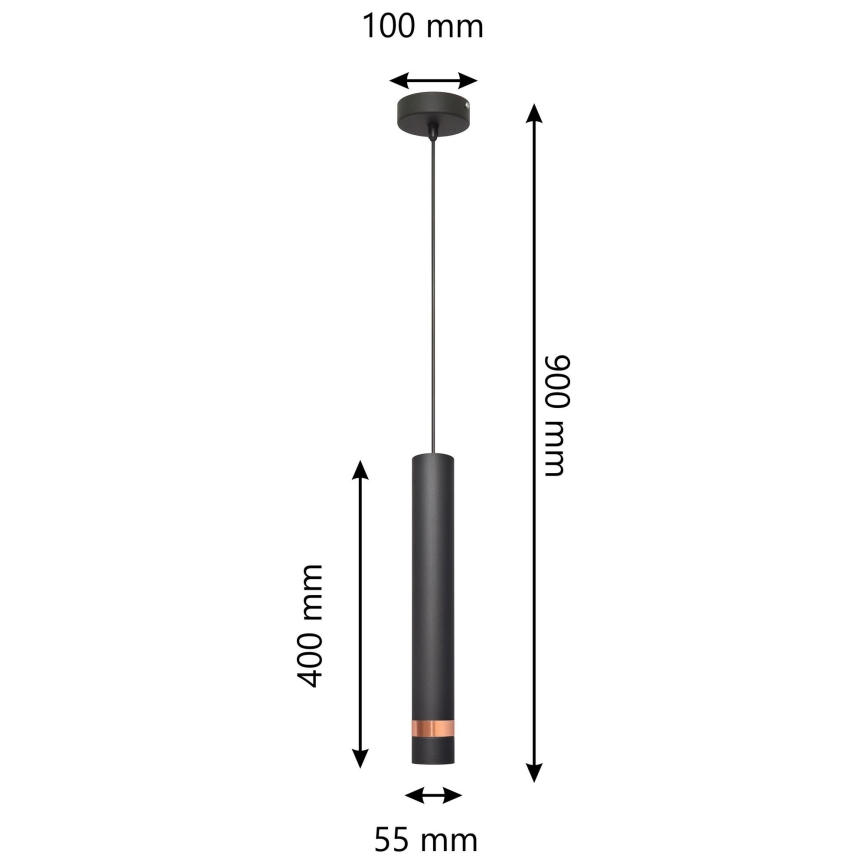 LED Chandelier on a string TUBA 1xGU10/4,8W/230V black/copper