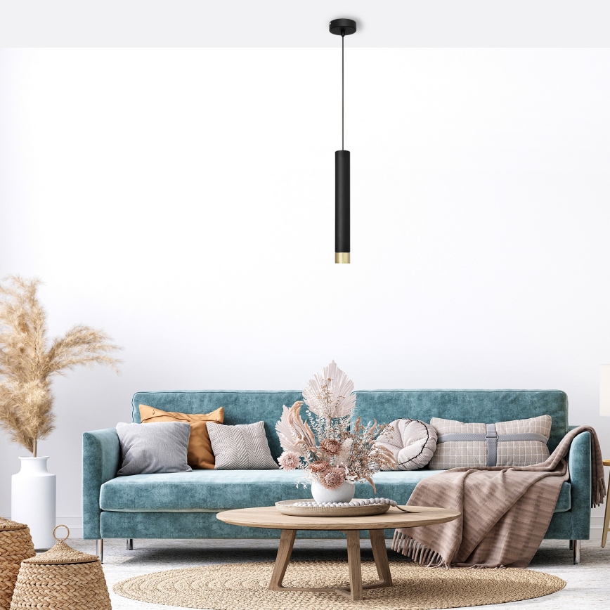 LED Chandelier on a string TUBA 1xGU10/4,8W/230V black/gold