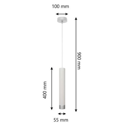 LED Chandelier on a string TUBA 1xGU10/4,8W/230V white/shiny chrome