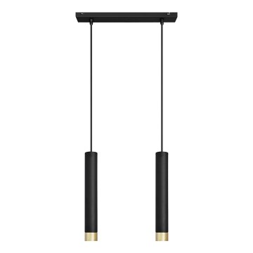 LED Chandelier on a string TUBA 2xGU10/4,8W/230V black/gold