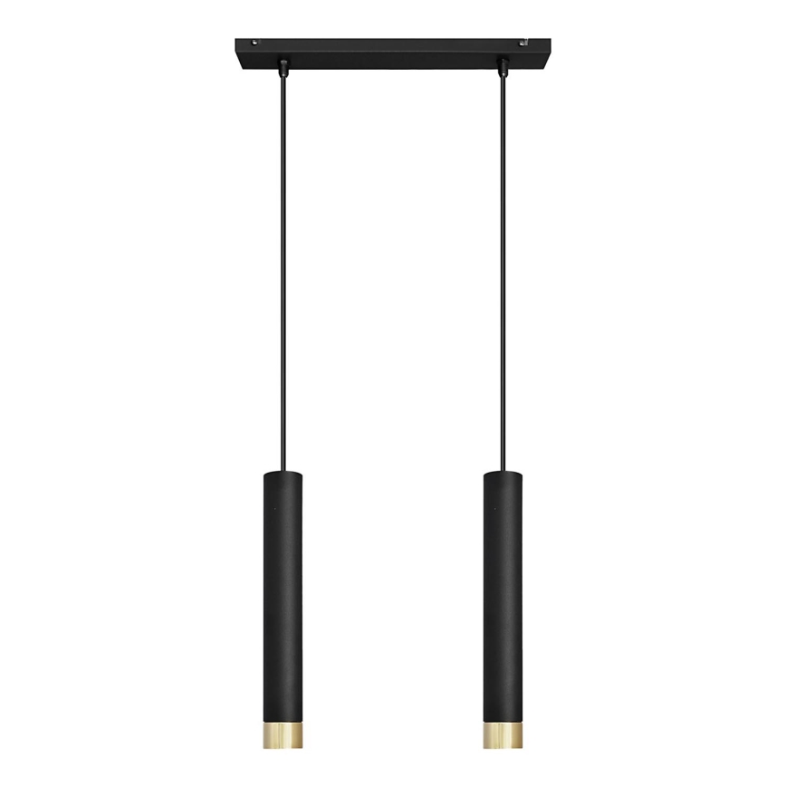 LED Chandelier on a string TUBA 2xGU10/4,8W/230V black/gold