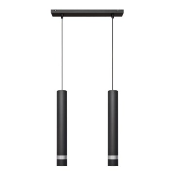 LED Chandelier on a string TUBA 2xGU10/4,8W/230V black/shiny chrome