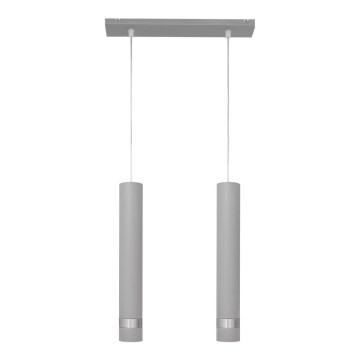 LED Chandelier on a string TUBA 2xGU10/4,8W/230V grey/shiny chrome
