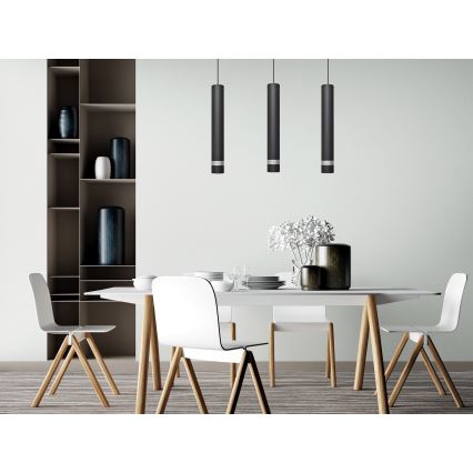 LED Chandelier on a string TUBA 3xGU10/4,8W/230V black/shiny chrome