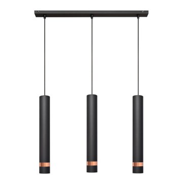 LED Chandelier on a string TUBA 3xGU10/4,8W/230V black/copper