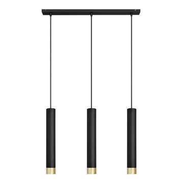 LED Chandelier on a string TUBA 3xGU10/4,8W/230V black/gold