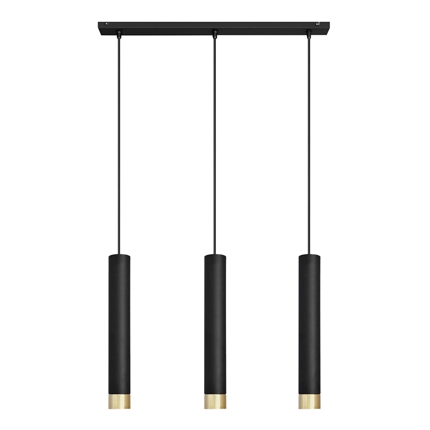 LED Chandelier on a string TUBA 3xGU10/4,8W/230V black/gold