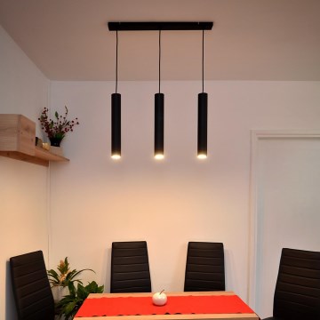 LED Chandelier on a string TUBA 3xGU10/4,8W/230V black