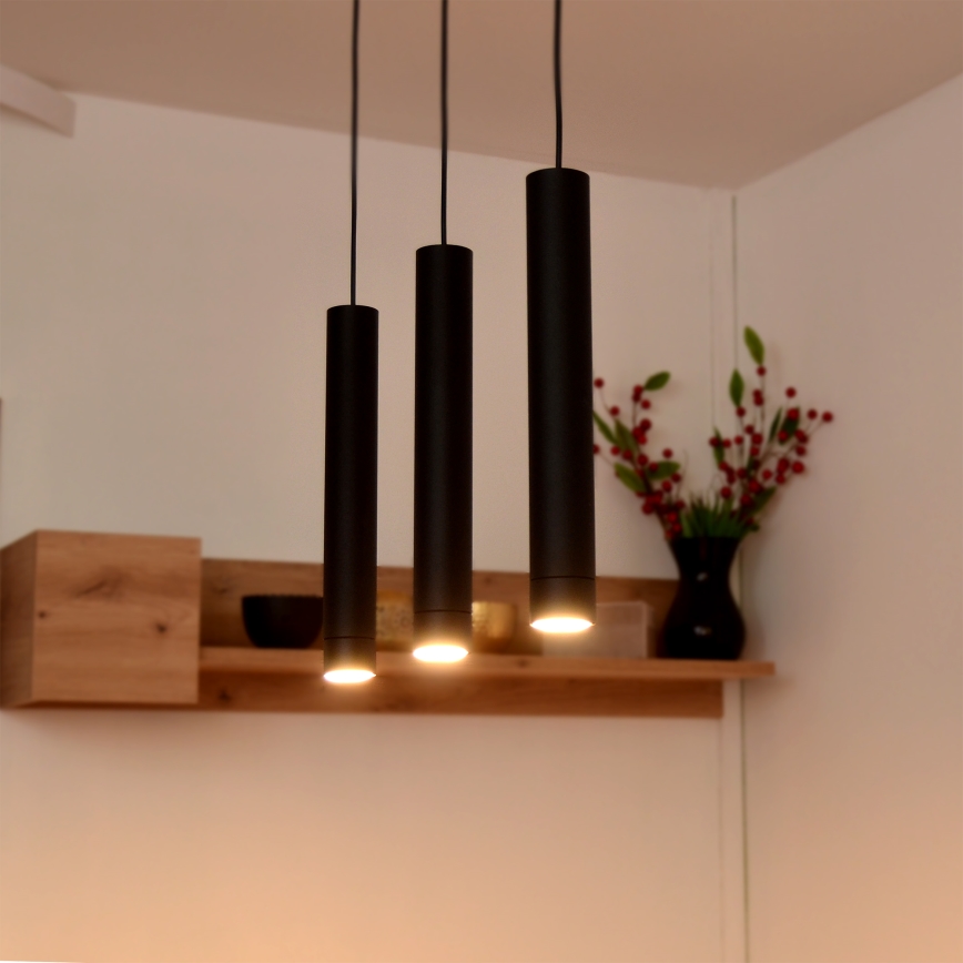 LED Chandelier on a string TUBA 3xGU10/4,8W/230V black