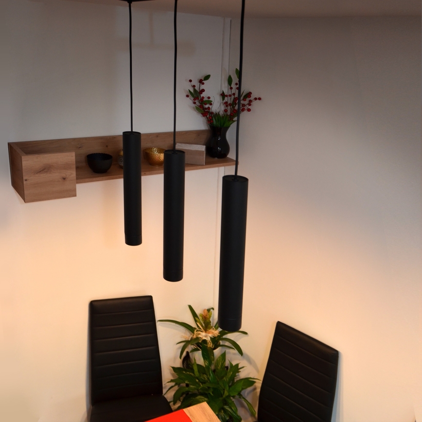 LED Chandelier on a string TUBA 3xGU10/4,8W/230V black